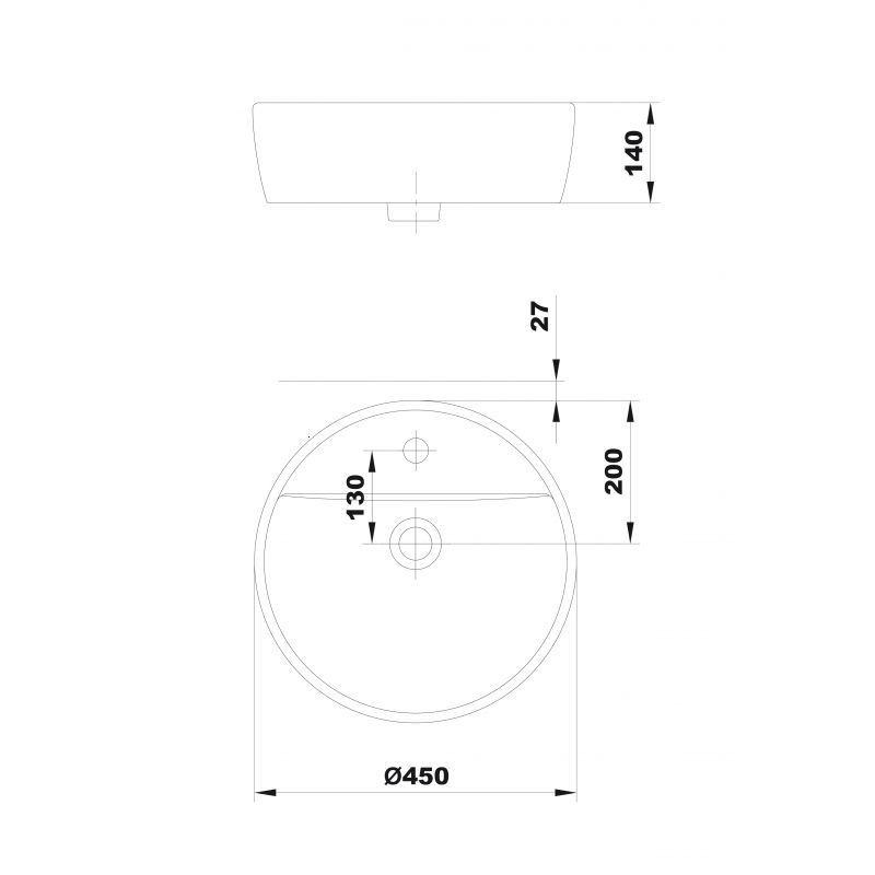 LAVOAR URBAN DIAM. 45 CM CU GAURA PENTRU BATERIE